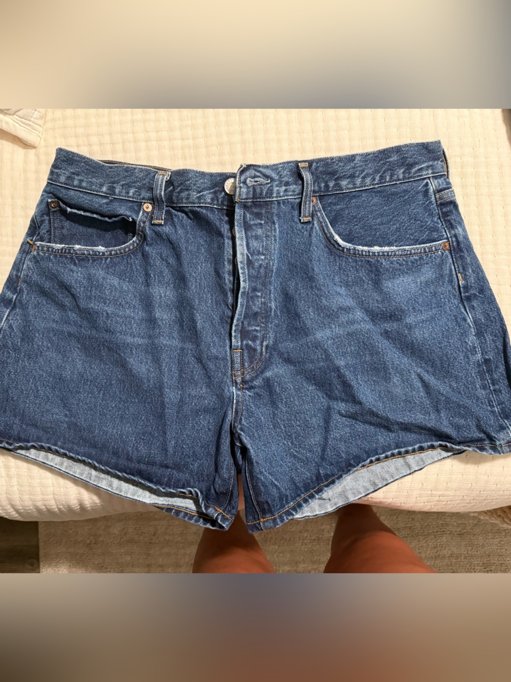 Agolde Classic High-Rise Dark Blue Denim Shorts